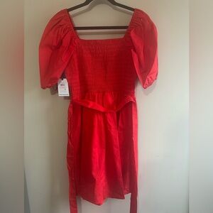 Kensie Red midi dress %100 cotton Aline silhouette short sleeved
